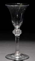 Lot 793 - A light baluster wine glass, the bell bowl...