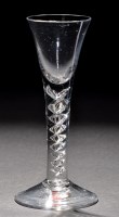 Lot 806 - A cordial glass, the small trumpet bowl raised...