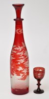 Lot 823 - Bohemian ruby overlay glass bottle shaped...