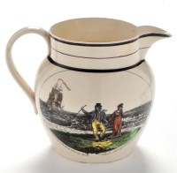 Lot 847 - An 18th Century Sunderland creamware jug,...