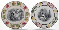 Lot 852 - Two 19th Century creamware plates, by Dawson,...