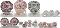 Lot 853 - A quantity of Sunderland tea china to include:...