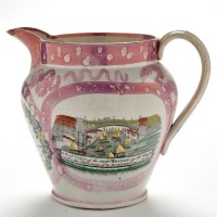 Lot 963 - Lustreware jug of 'North East' interest, with '...