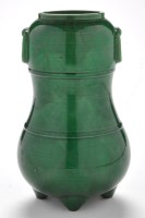 Lot 972 - Green glaze double gourd form jar, with pair...