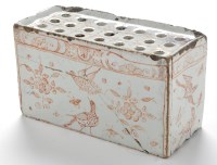 Lot 973 - *Monochrome Delftware flower brick, the upper...