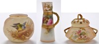 Lot 996 - Royal Worcester blush ivory ewer, painted with...