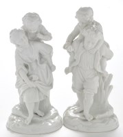 Lot 1006 - Two hard paste white glaze figure groups, in...