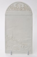 Lot 1009 - Arch shaped lithopane, with church beside...