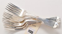 Lot 1133 - Six Victorian table forks, by Reid & Sons...