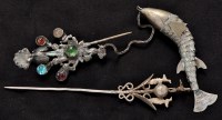 Lot 1152 - A white metal pendant, possibly Indian, inset...