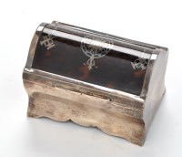Lot 1158 - A George V silver and tortoiseshell ring box,...