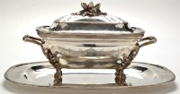 Lot 1167 - A 20th Century silver covered tureen on stand,...