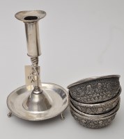Lot 1172A - Four white metal bowls, possibly...