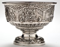 Lot 1173 - An Indian white metal rose bowl, by Grish...