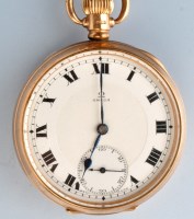 Lot 1180 - Omega: a gentleman's 9ct. gold open faced...