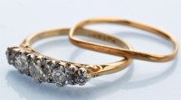 Lot 1201 - A five stone diamond ring, the old...