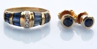 Lot 1206 - A diamond and sapphire ring, set with six...