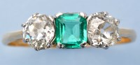 Lot 1232 - An emerald and diamond ring, the emerald-cut...
