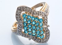 Lot 1236 - An apatite and diamond cluster ring, many...