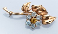 Lot 1251 - A 9ct. yellow gold, aquamarine and yellow...