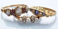 Lot 1282 - Three 19th Century rings, one set with...