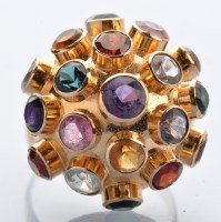 Lot 1320 - A modern gem set ring, the semi sphere set...