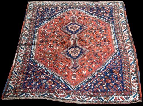 Lot 1337 - A Qashqai rug, the two diamond shaped...