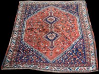 Lot 1337 - A Qashqai rug, the two diamond shaped...