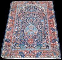 Lot 1342 - An antique Tabriz prayer rug, of arched design,...