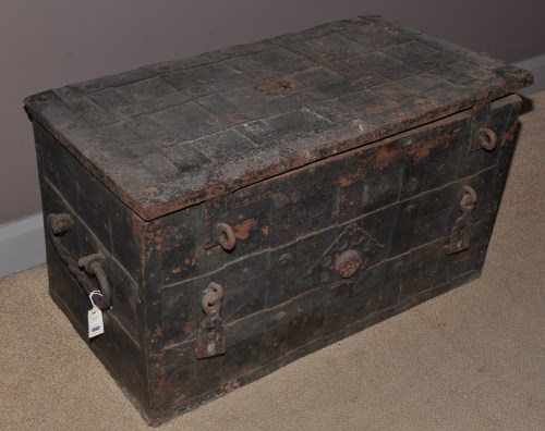 Lot 1392 - An 18th Century iron bound armada chest, the...