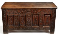 Lot 1394 - A fine late 17th Century oak coffer, with...
