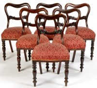 Lot 1402 - A set of six early Victorian rosewood balloon...