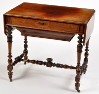 Lot 1420 - A Victorian walnut Sofa type work table, the...