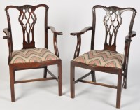 Lot 1432 - A pair of George III open armchairs, the...