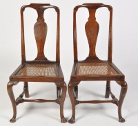 Lot 1434 - A pair of 18th Century elm cane seat dining...