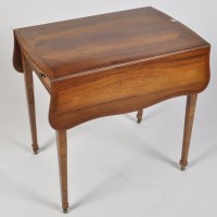 Lot 1446 - A walnut crossbanded Pembroke table, with oval...