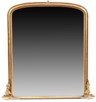 Lot 1449 - A 19th Century overmantel arched wall mirror,...