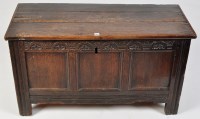 Lot 1450 - A 19th Century carved and stained oak coffer,...