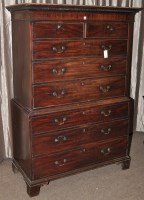 Lot 1452 - A George III mahogany tallboy, with dentil...