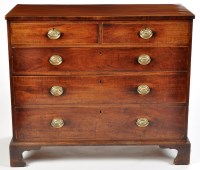 Lot 1457 - A Georgian mahogany chest of two short and...