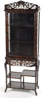 Lot 1463 - Chinese carved hardwood display cabinet, the...