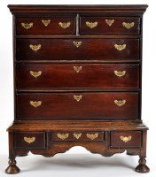 Lot 1465 - An 18th Century oak chest-on-stand, with two...