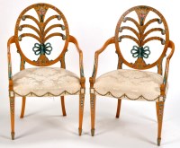 Lot 1466 - A pair of Sheraton style beech wood open...