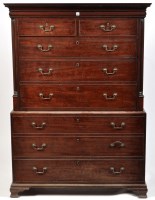 Lot 1473 - A late George III mahogany tallboy, with...