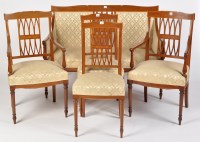 Lot 1484 - An Edwardian inlaid mahogany five-piece salon...