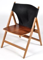 Lot 13 - A walnut and black canvas folding chair. NB...