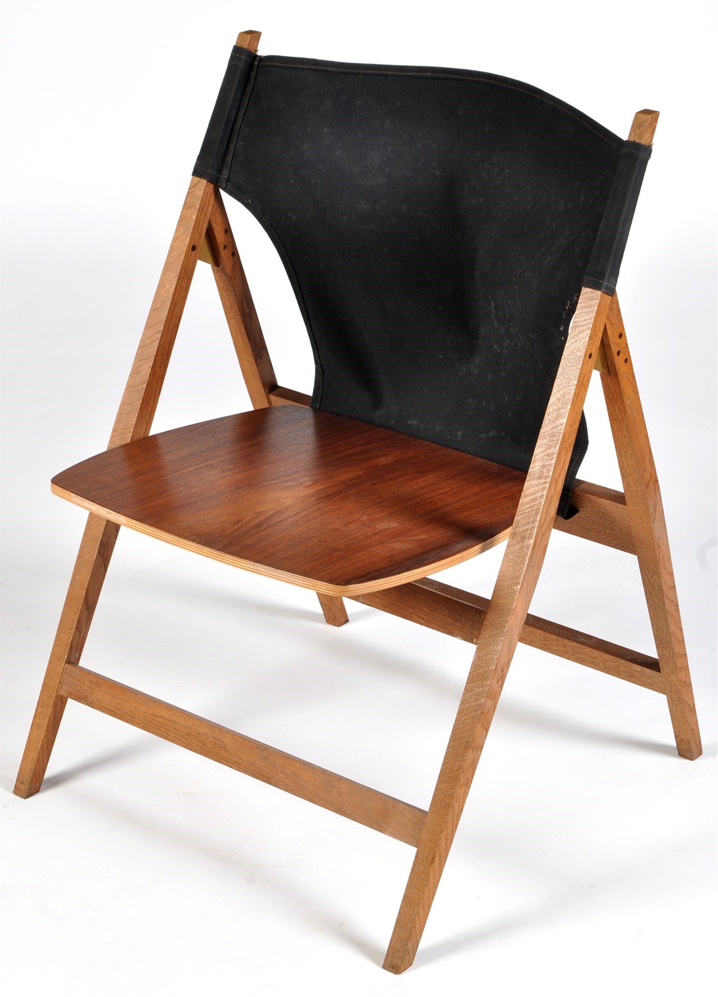 Lot 13 A Walnut And Black Canvas Folding Chair NB   116889 0 