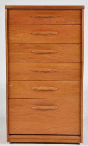 Lot 49 - A 1960's teak chest of six drawers in the...