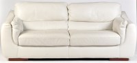 Lot 78 - A pair of white leather settees with dark...