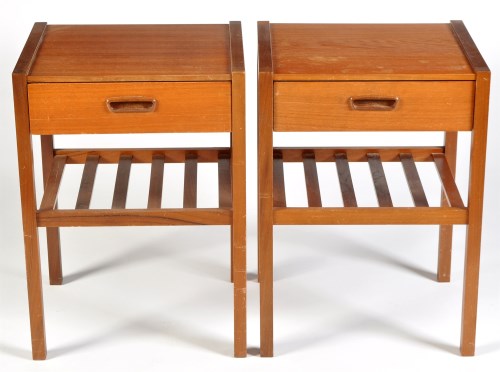 Lot 82 - A pair of mid 20th Century teak bedside tables,...